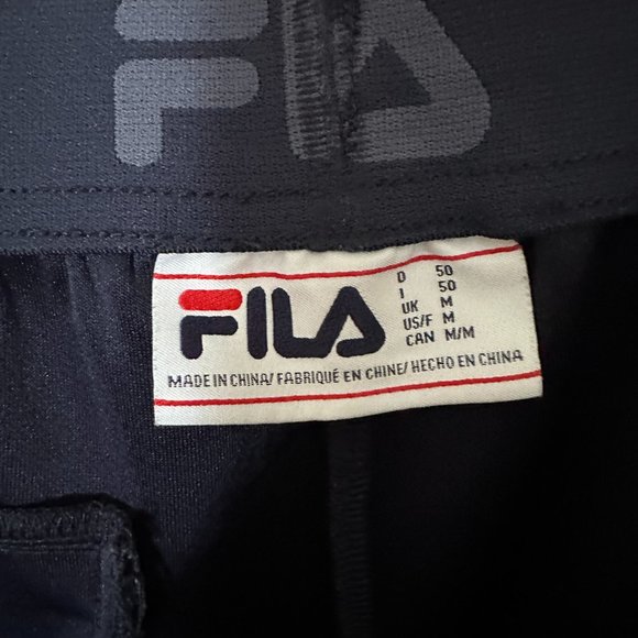 FILA Joggers Elastic Waist w/Ties Pull-On MED Navy Side Zip Pockets Rear Pocket - Picture 4 of 6